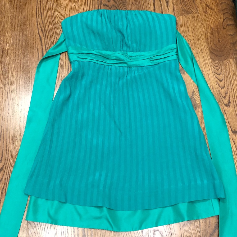 Anthropologie Green Strapless Dress